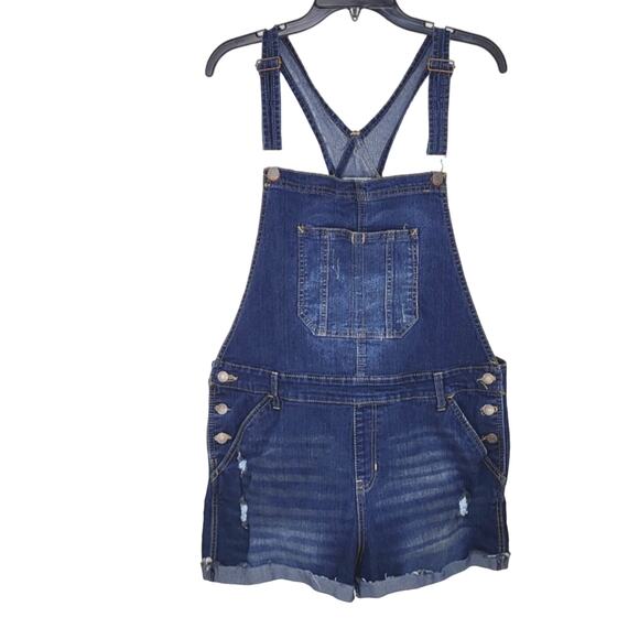 Jordache Vintage Distressed Bib Overall Denim Shorts size XXL - Picture 2 of 10